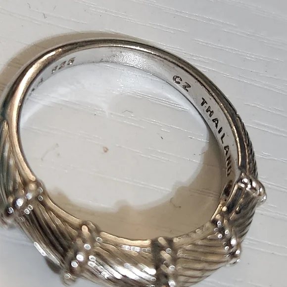 Judith Ripka Sterling Silver Heart Charm Ring Size 11 - Picture 8 of 10